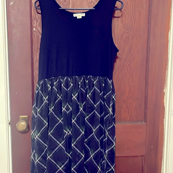 Navy Blue Plaid Dress - Picture 2 of 5